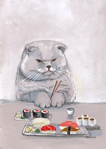 Sushi Cat Grumps Print