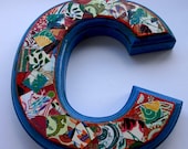Nursery Letter, Decoupage Letter, Alphabet Letter, Wood Letter, Wall Letter, Letter for Nursery, letter C, Decoupage letter C