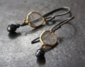 Black and White Diamond Slice Earrings in 18kt Gold and Sterling Silver