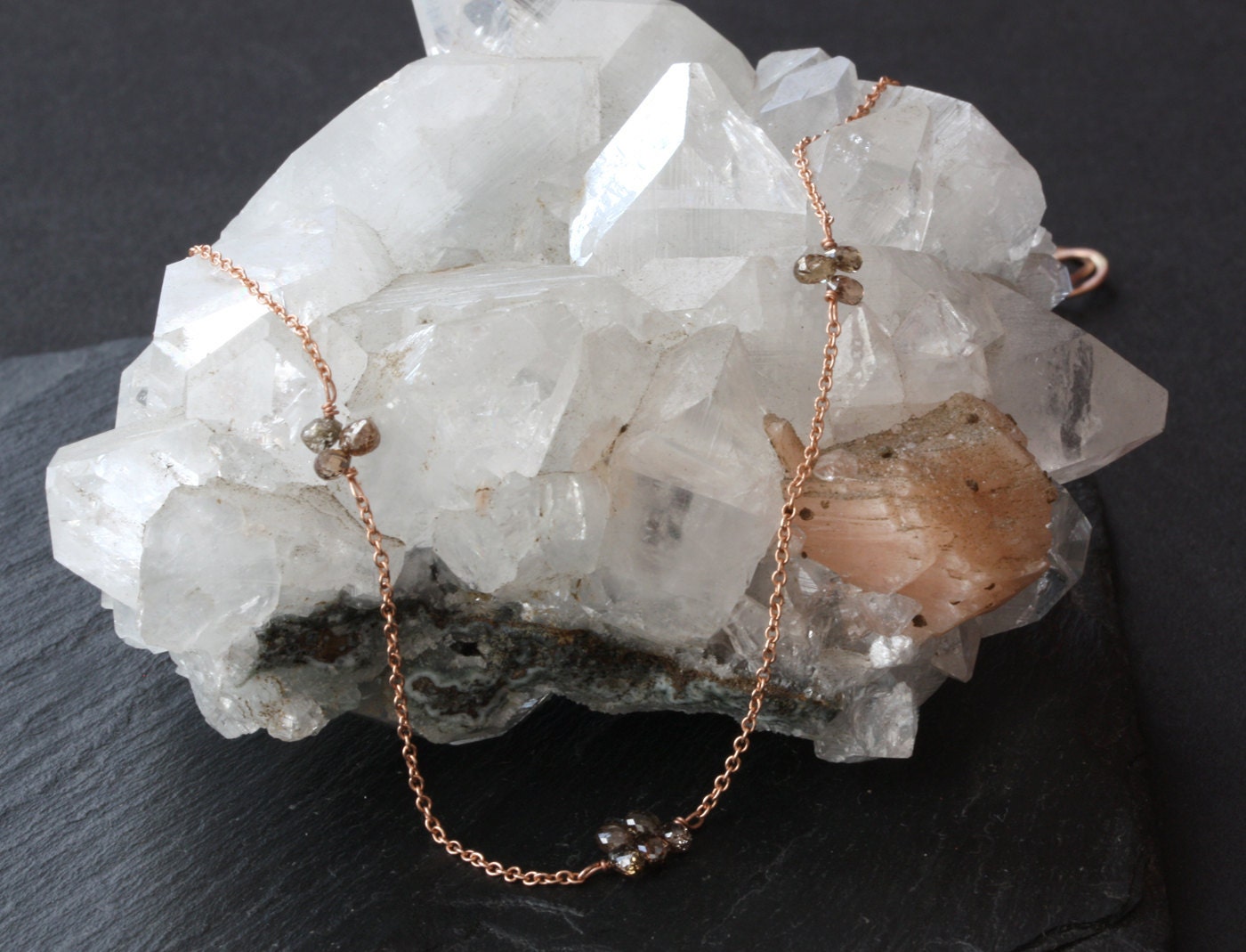 Chocolate Diamond and 14kt Rose Gold Necklace