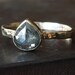 Grey Heart Rose Cut Diamond RIng in 14kt Yellow Gold- engagement ring, wedding ring, unusual diamond ring, natural diamond, bezel hammered