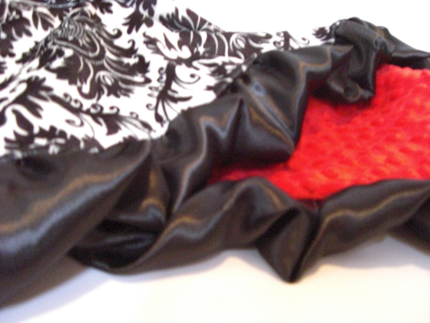 Minky Baby Blanket in Red and Smooth Black Damask Blanket