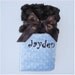 Plush Rose Swirl Blanket Blue and Brown Chocolate with Monogram Available