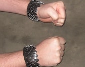 Goth Armor Cuffs in knitted Dragonhide Scalemail Made to Order