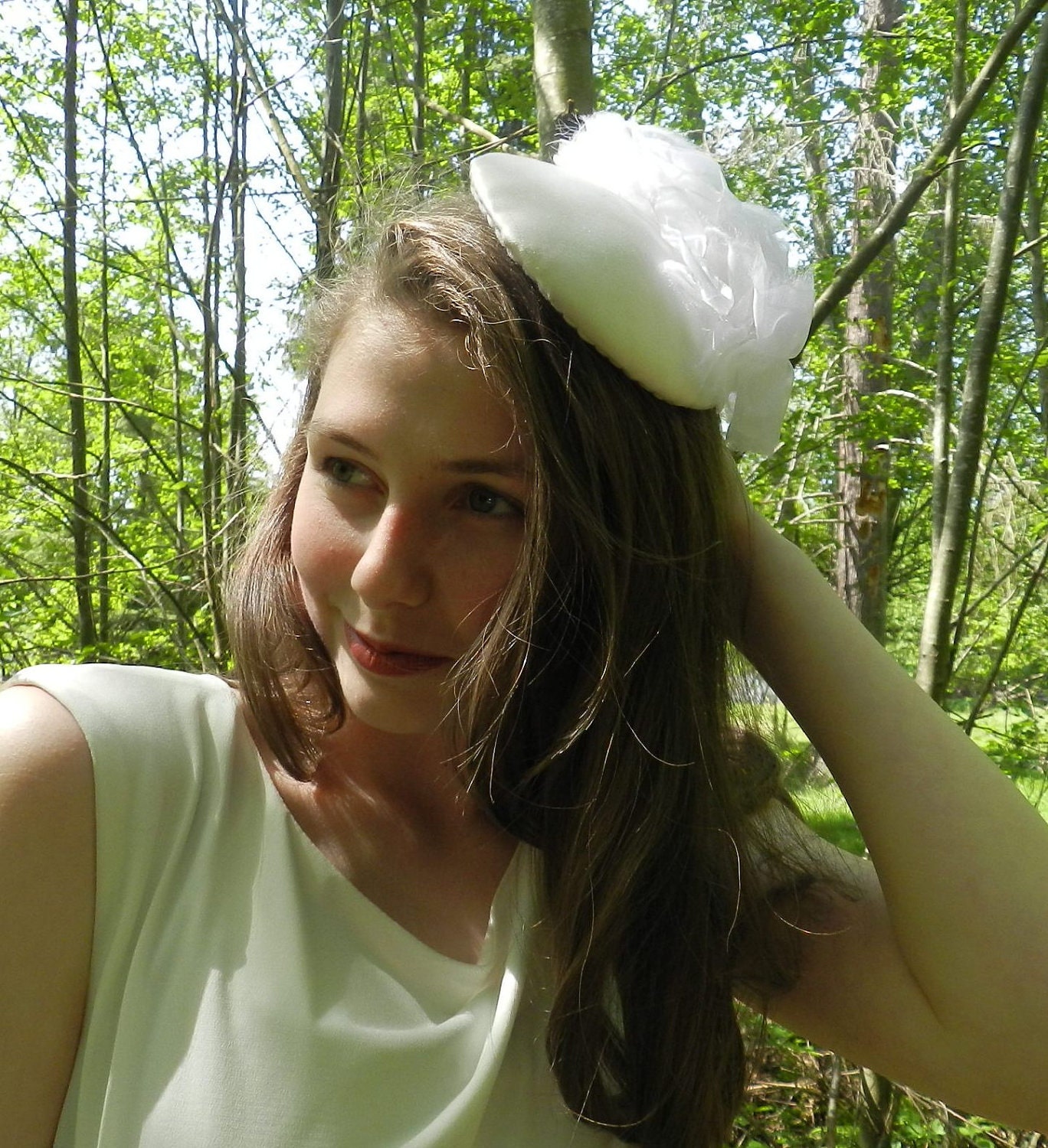 Bridal Hat or Cocktail Hat in Satin, Silk and Pearls