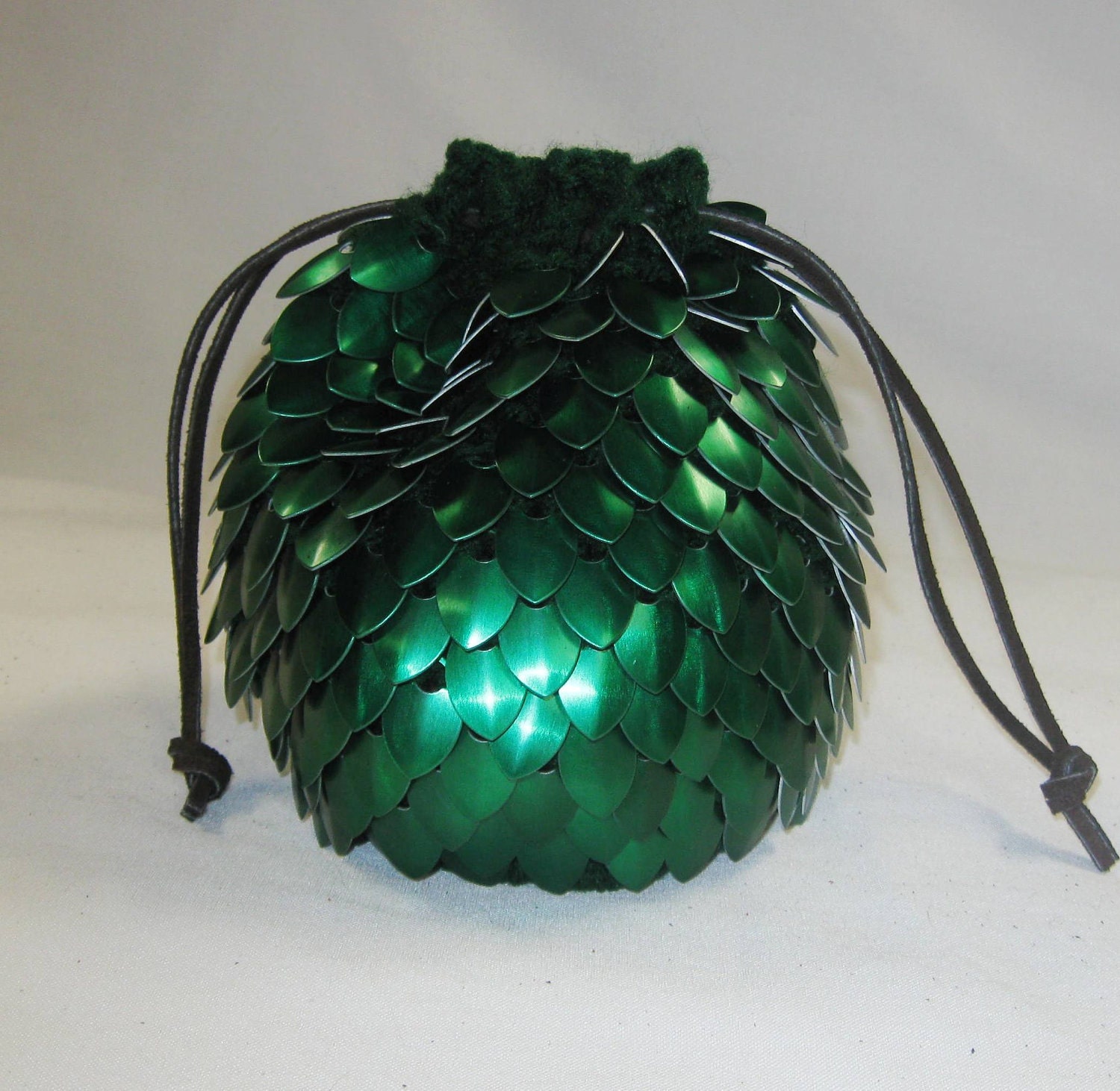 Dice Bag in Scale Mail Knitted Armor Dragonhide