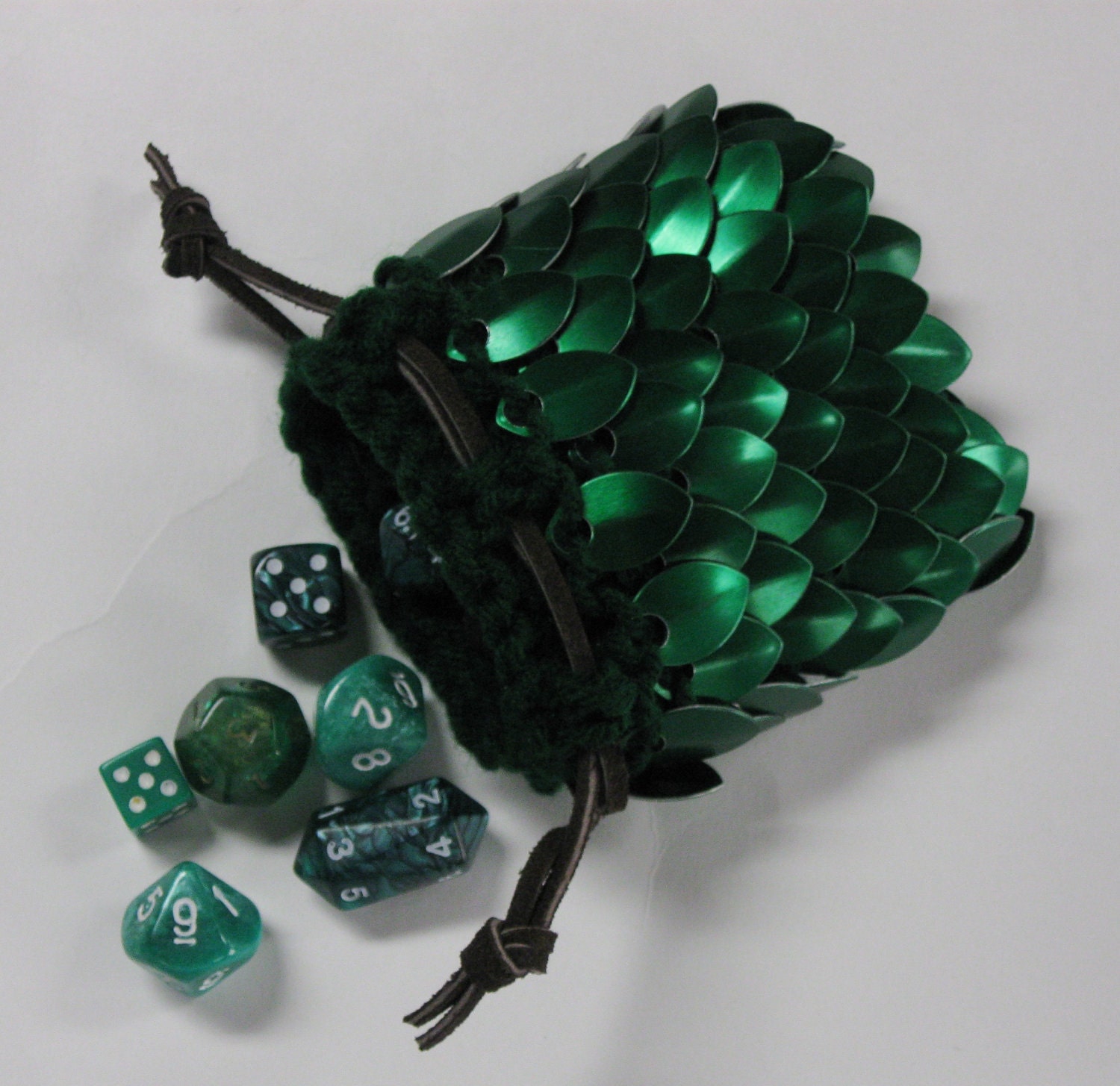 Scalemail Dice Bag Dragonhide Knitted Armor Elven Ranger small size