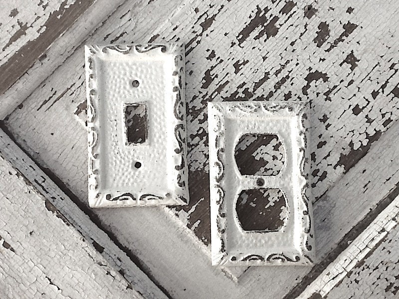 Metal Wall Decor, Light Switch Cover, Creamy Off White, Your Choice of 1 Style, Please Choose Your Style - CamillaCotton