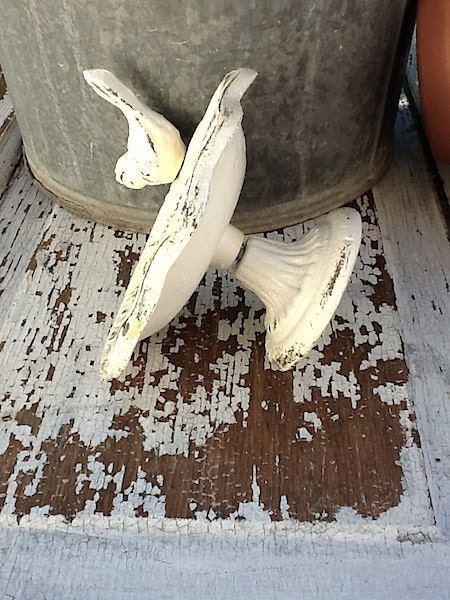 Petite Garden Bird Bath Rustic And Distressed, Shabby Chic White