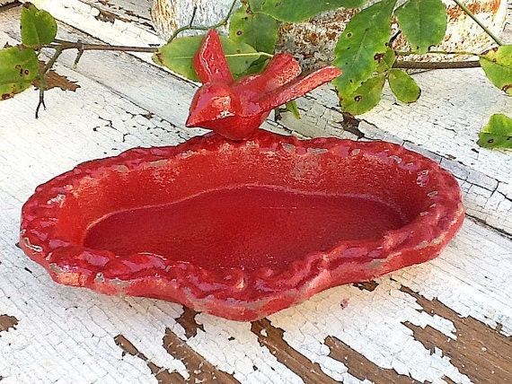 Petite Garden Bird Bath Rustic And Distressed, Shabby Chic White