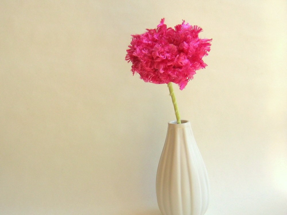 Bright Pink Fluffy Flower, home decor, centerpiece - ffflowers