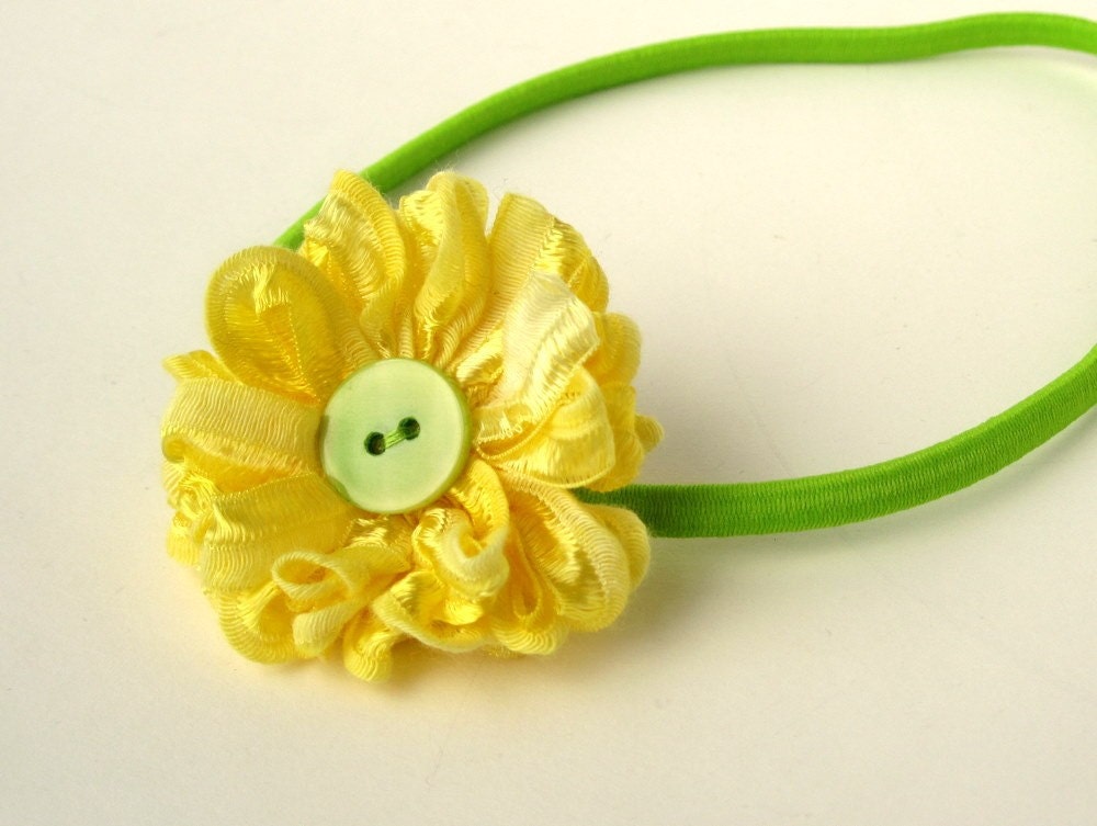 Daisy Hairband - Handmade in Lemon and Lime
