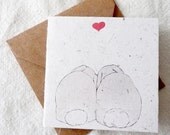 bunnies in love (a heartwarming eco friendly mini card printed on banana paper & a mini kraft paper envelope)