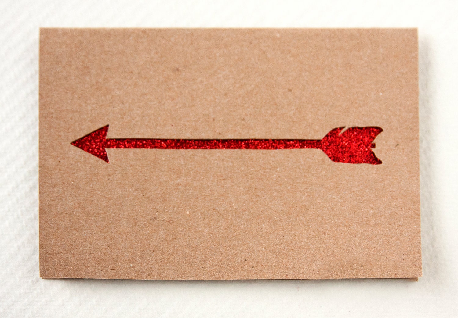 Ruby Red Arrow Card - Paper Cut Greeting with glitter