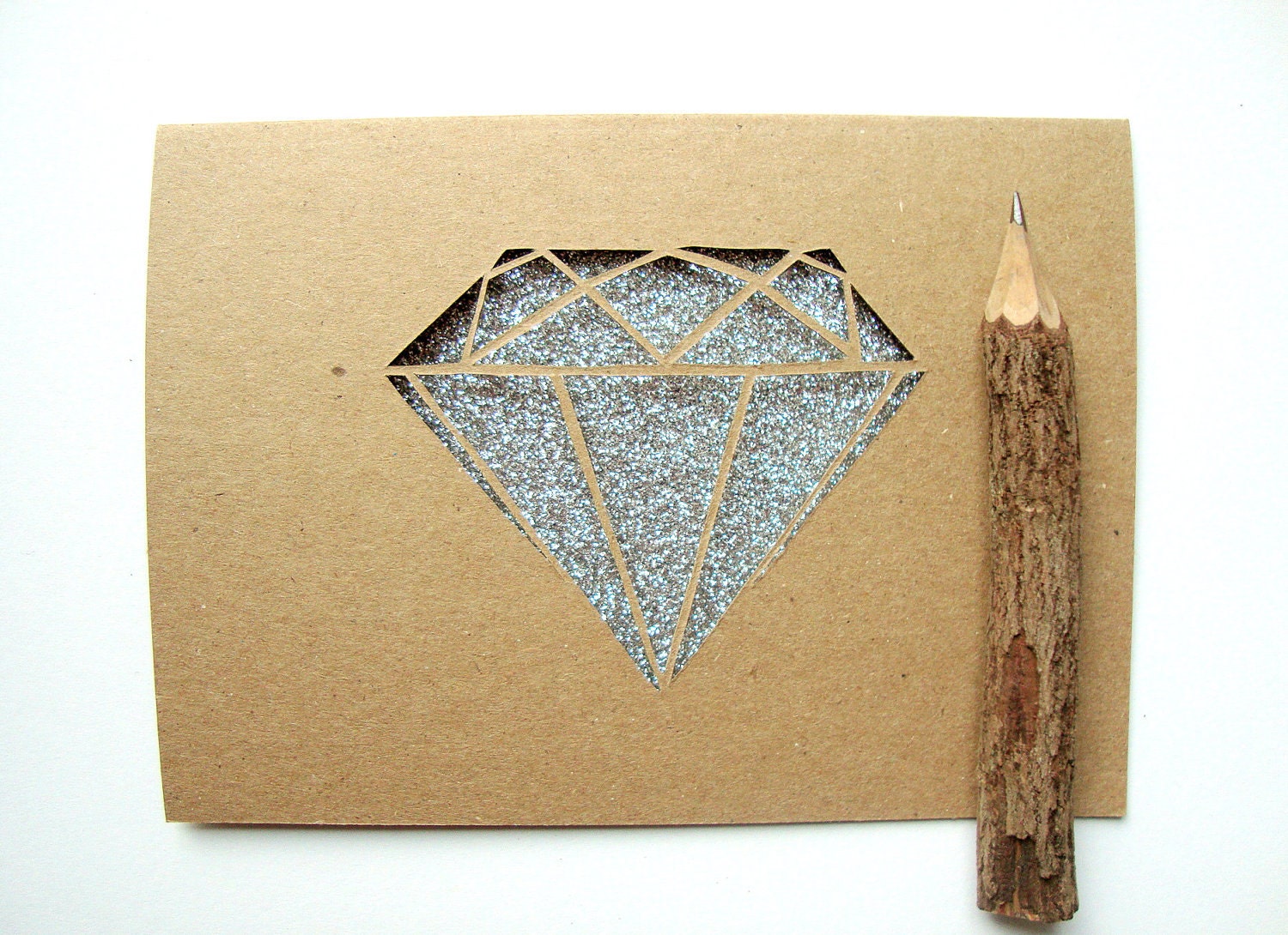 Diamond Paper Cut Card - Glitter Papercut in Silver