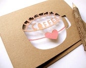 Let's Get Coffee Greeting Card - Painted Paper Cut Note