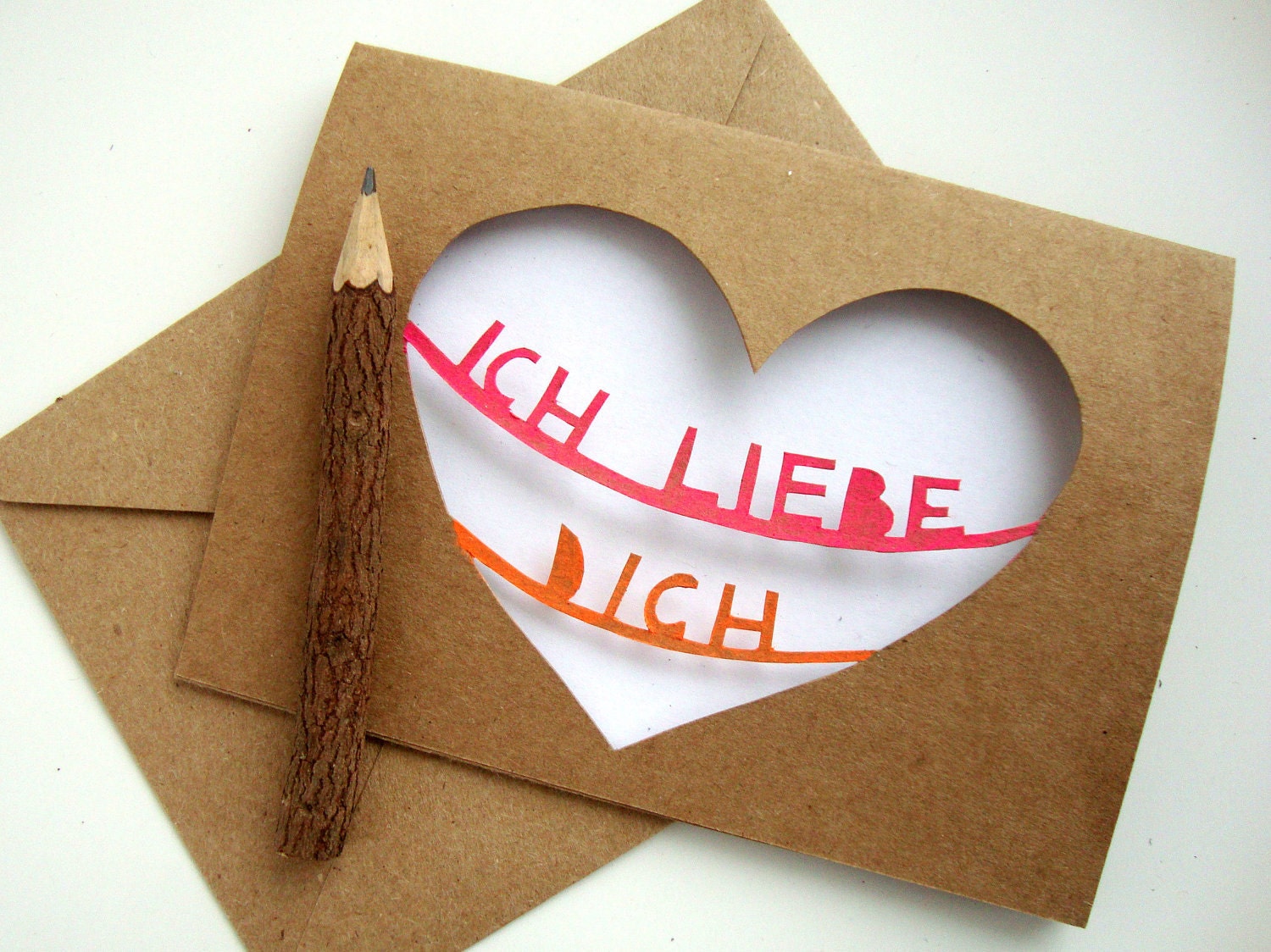 German Valentine - Ich Liebe Dich - Paper Cut Greeting Card - I Love You