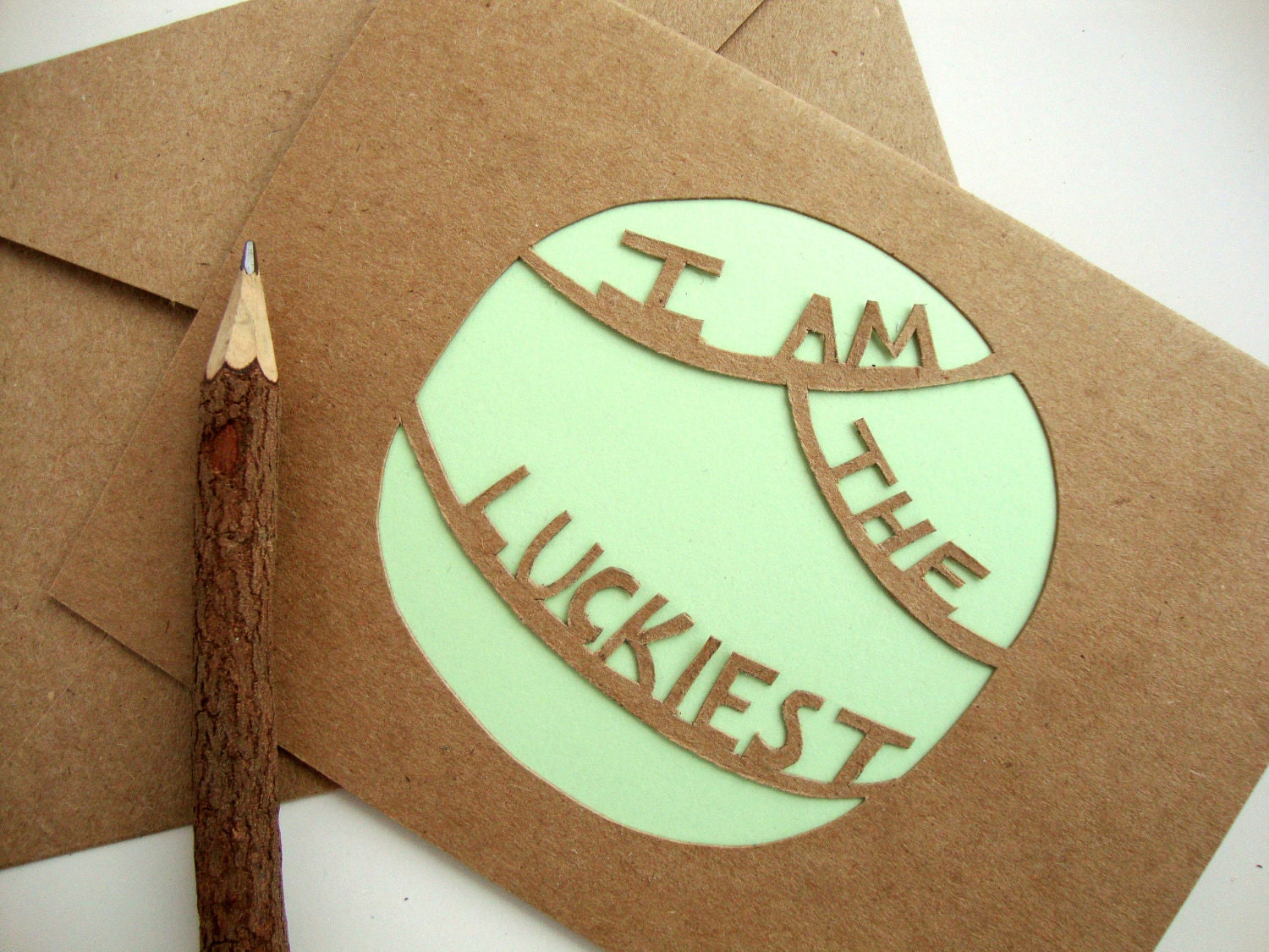 The Luckiest Card - Paper Cut Mint Green Greeting