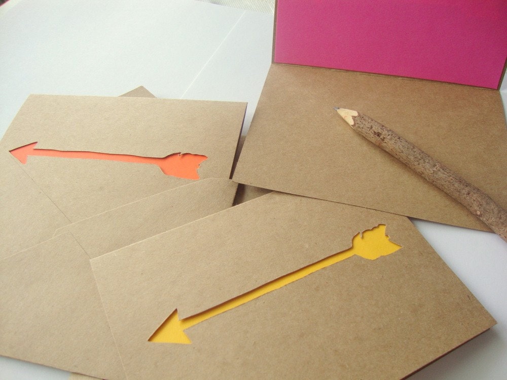 Arrow Note Card - Papercut in Mustard Yellow
