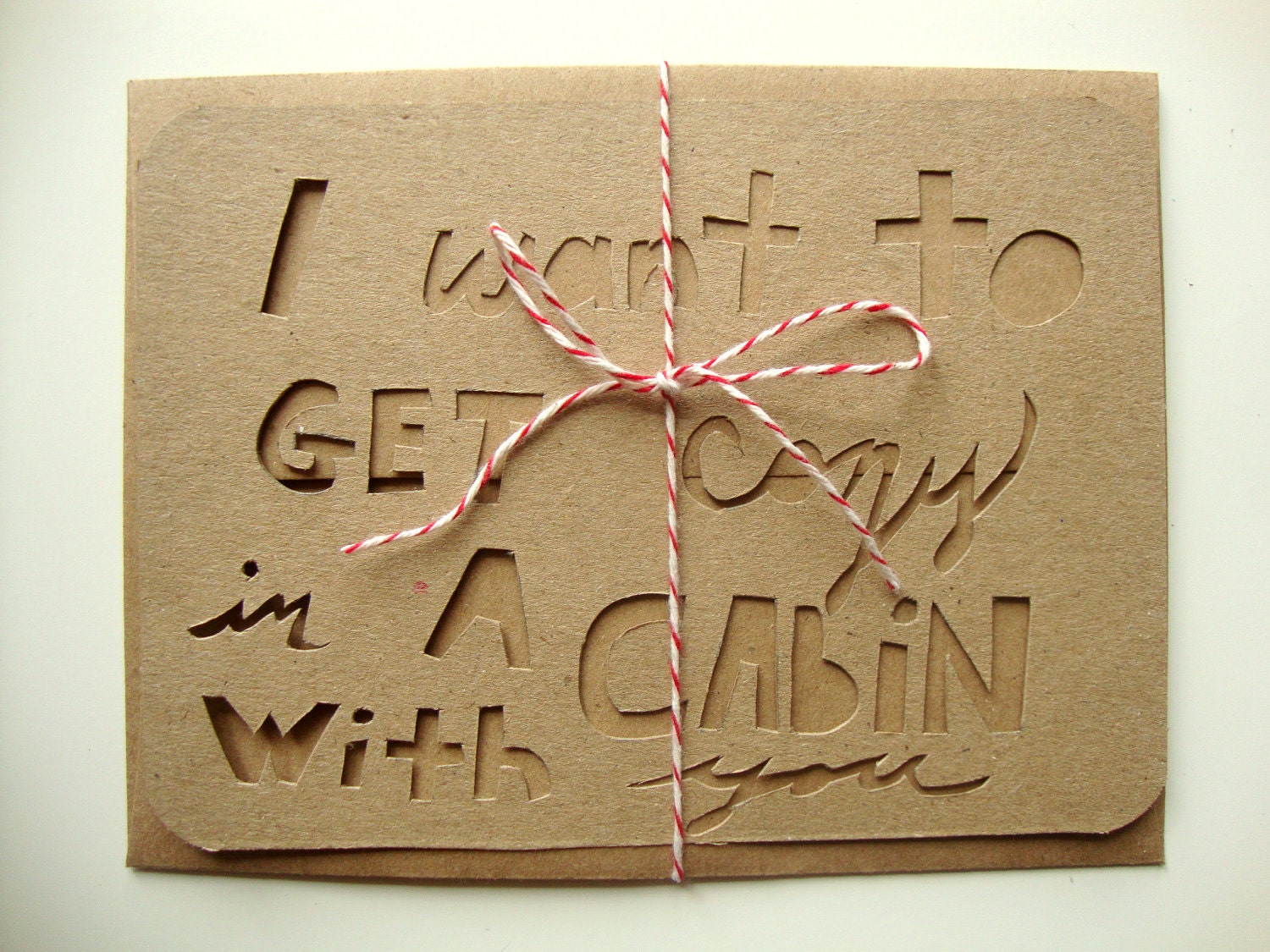 Cozy Cabin Valentine Card - Paper Cut Note Card