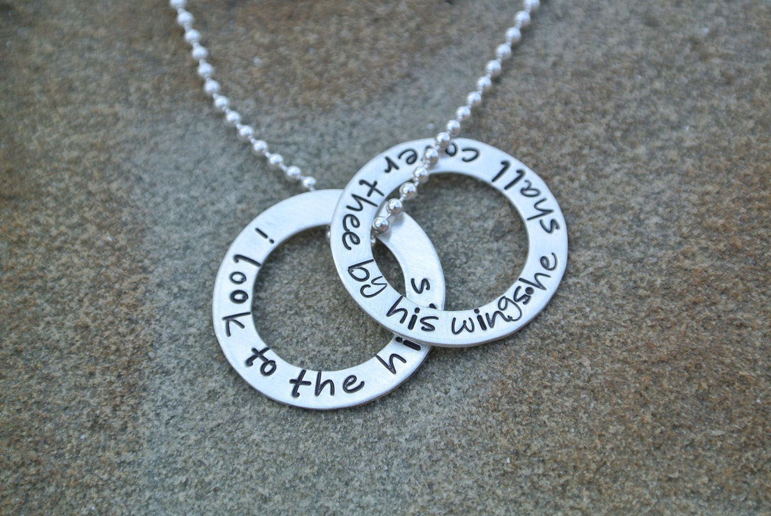 Mini Washer Hugz Hand Stamped Sterling Silver Personalized Inspirational Quote Disc Necklace
