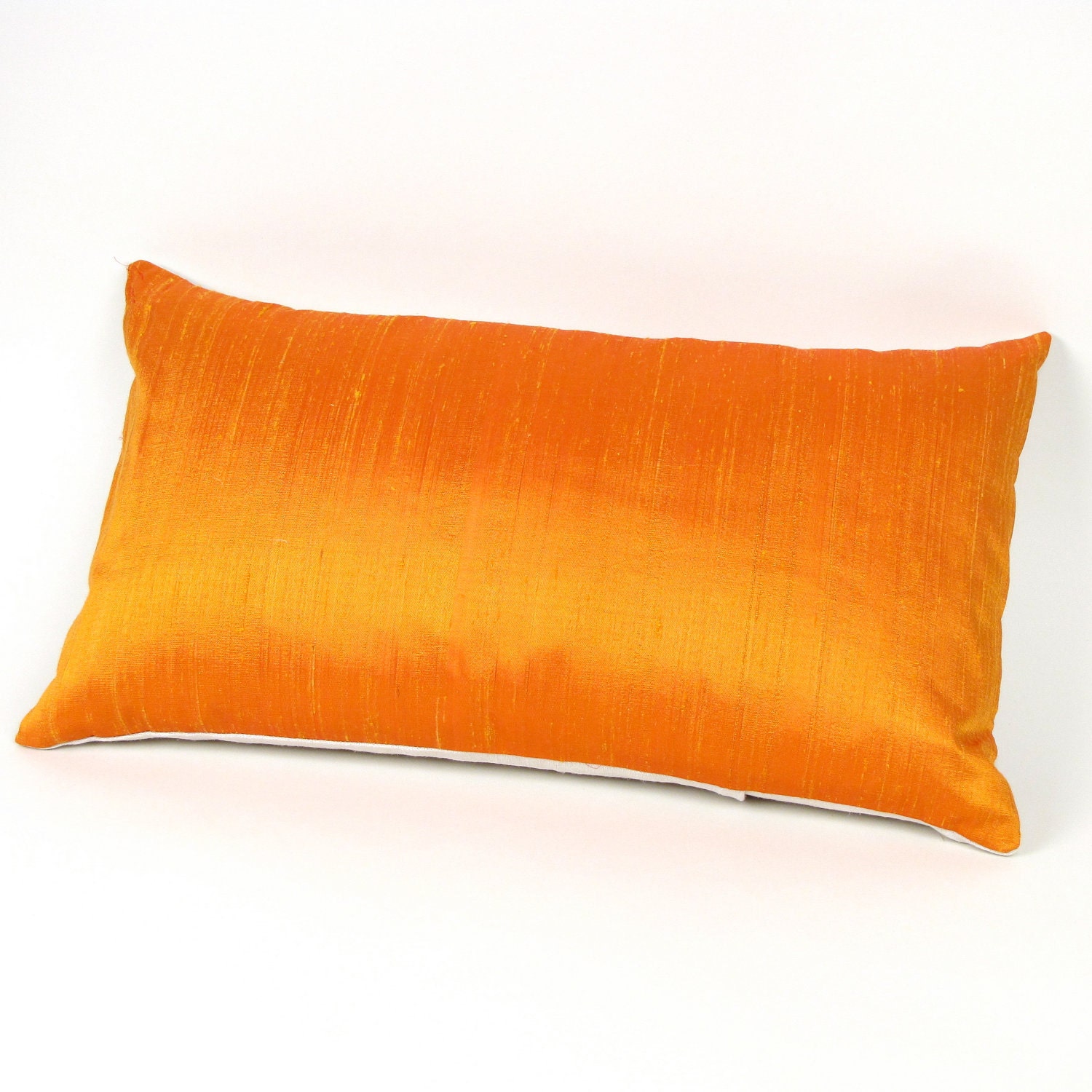 Orange Silk Lumbar Pillow 12 by 20 inch