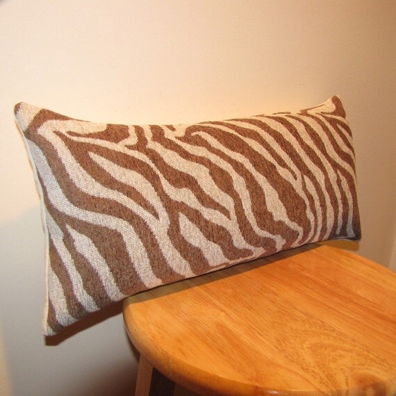 Brown and Cream Zebra Print Pillow by MiCasaBella on Etsy