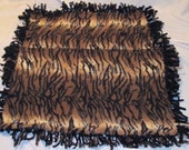 Blanket-Tiger print and black fleece blanket