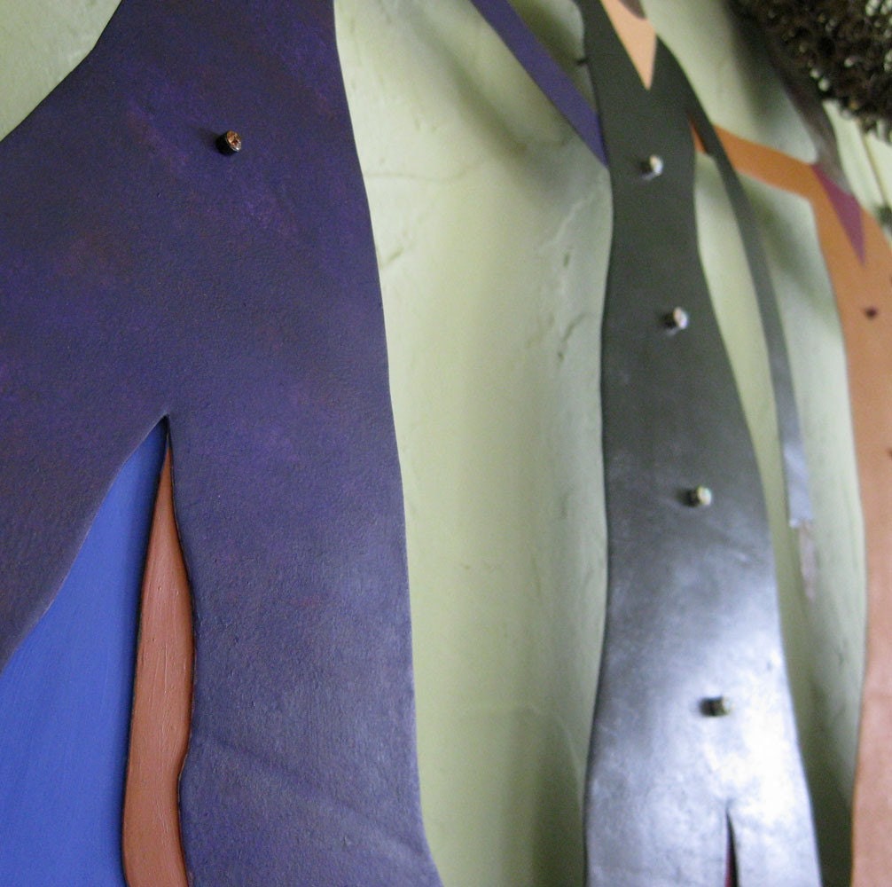 Metal wall art sculpture abstract walking in the rain extra large 27 x 23 by Frivolous Tendencies
