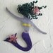 Mermaid - Fern - With Starfish Metal Wall Hanging Ocean Art Sculpture Purple Green Yellow