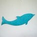 Marine art Dolphin - Walter - Handmade recycled metal wall art Turquoise Blue 6 x 17