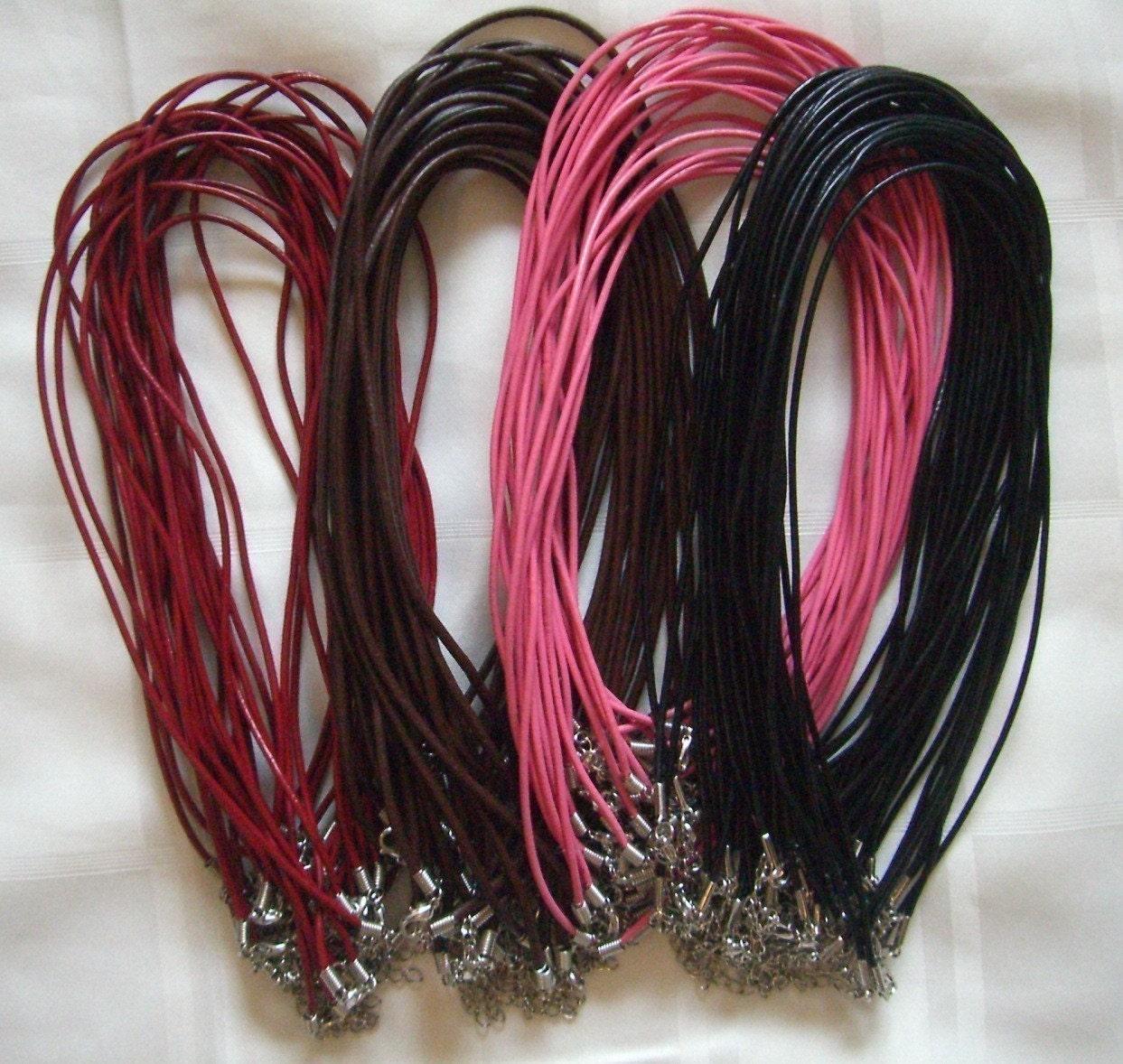 100 Black, Brown, Red and Pink Leather Necklaces 18 inch  You pick your color