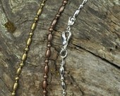 30 High Quality 20 inch Bead Bar Chain 2.4 mm with Lobster Clasp..Antique Copper, Antique Bronze or Silver to choose from