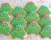 Prince Frog or Princess Frog Cookie Favors  -  FROG Decorated Cookies - 1 Dozen