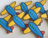 PLANES and TRAINS - Airplane  Cookies - Train Cookies - Decorated Cookie Favors - 1 Dozen