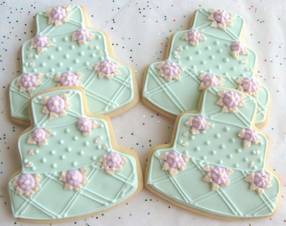 Oceanside - Wedding Cake Cookie Favors - Wedding Cake Decorated Cookies - 3.75 each Il_570xn