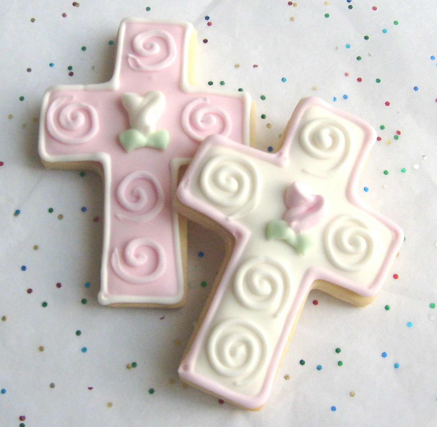 Reserved for Gina---Cross Cookie Favors - Cross Decorated Cookies - First Communion Cookie Favors - Baptismal Cookie Favors - 1 dozen