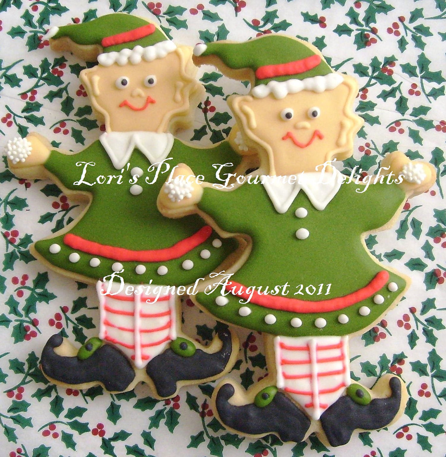 Reserved for Heather----Christmas Elf Cookies - Christmas Cookies - Elf Cookies - 6 Cookies