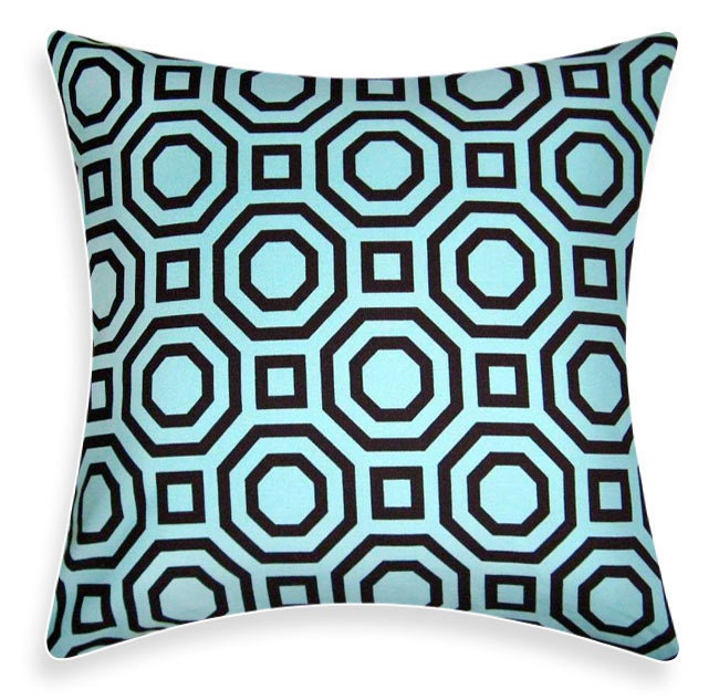 Throw Pillow Toss Pillow Retro Mod Pillow Cover - Hollywood Blue / Dark Brown
