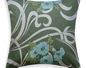 Green Floral Toss Pillow Throw Pillow Pillow Cover - Graceful Vine Moss