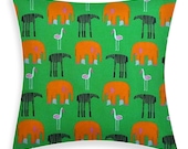 Decorative Pillow Marimekko Pillow Cover - Little Elephants Green / Orange