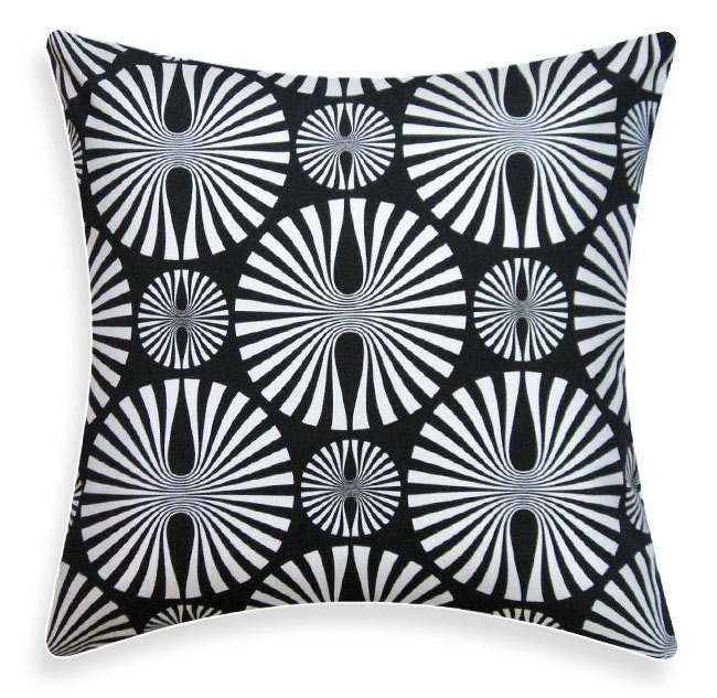 Black and White Pillow Cover - Retro Mod Media - INDOOR and OUTDOOR Usage