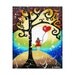 Original Acrylic Painting - Tree of Life Fantasy Art Inspirational Art - Folk Art Girl and Red Heart Wall Decor 16x20