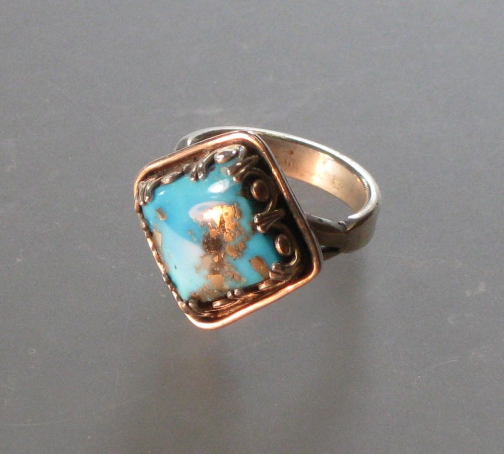 LARGE morenci turquoise sterling silver ring