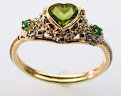 Peridot and Emerald Heart Ring