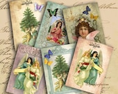 Instant Download Sweet Angel ATC ACEO Jewelry Holders 2.5 X 3.5 inch - DigitalPerfection digital collage sheet 843