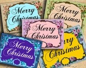 Instant Download Digital Collage Sheet - Merry Christmas ATC ACEO Greeting Card 2.5 X 3.5 inch - DigitalPerfection digital collage sheet 907
