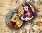 INSTANT DOWNLOAD Digital Collage Sheet Madonna and Child 1 inch Circles for your Artwork - DigitalPerfection digital collage sheet 147