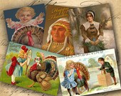 Instant Download Happy Thanksgiving 2.5 X 3.5 inch ATCs ACEOs for your Artwork - DigitalPerfection digital collage sheet 727