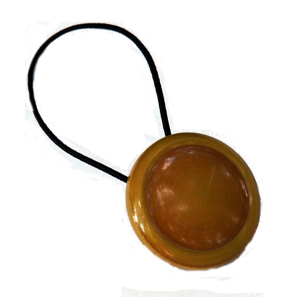 Hair Accessory Ponytail Holder - Vintage Butterscotch  Button